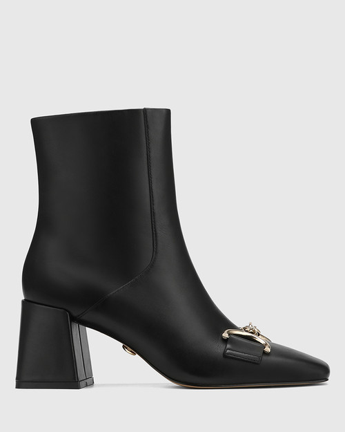 Naomi Black Leather Block Heel Ankle Boot & Wittner & Wittner Shoes