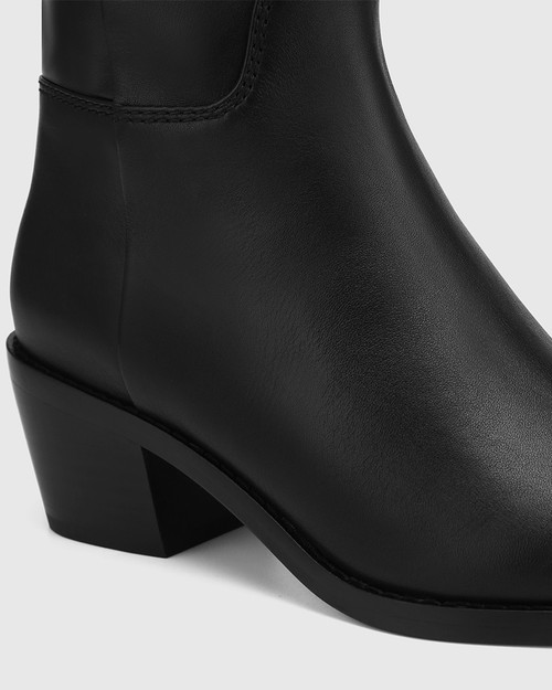 Joss Black Leather Long Boot & Wittner & Wittner Shoes