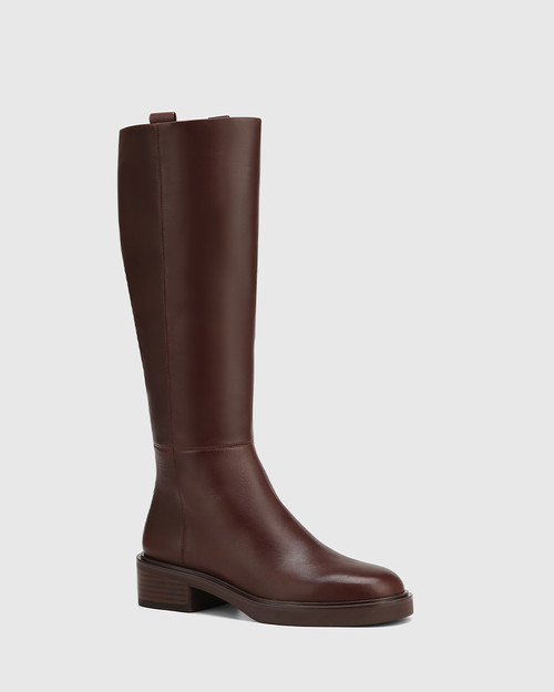 Gretta Hickory Leather Long Boot