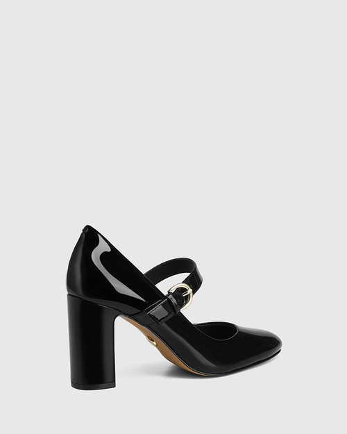 Princesa Black Patent Leather Block Heel Mary Jane & Wittner & Wittner Shoes