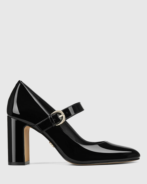 Princesa Black Patent Leather Block Heel Mary Jane & Wittner & Wittner Shoes