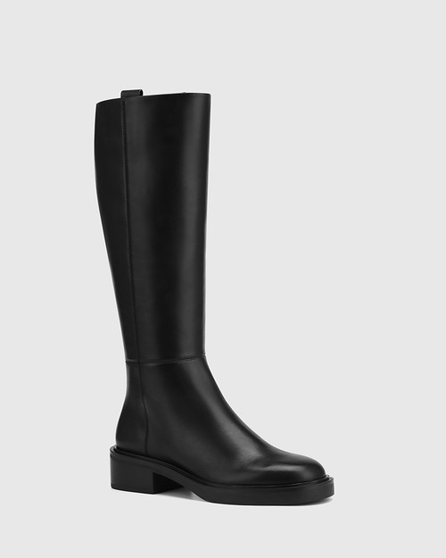 Gretta Black Leather Long Boot