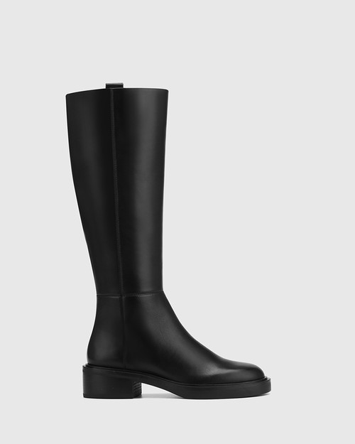 Gretta Black Leather Long Boot & Wittner & Wittner Shoes