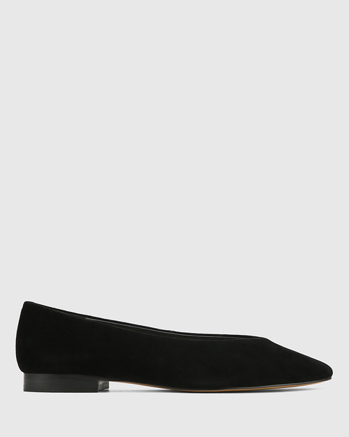 Angela Black Suede Leather Ballet Flat & Wittner & Wittner Shoes