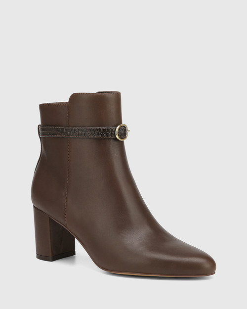 Karisma Espresso Leather Ankle Boot