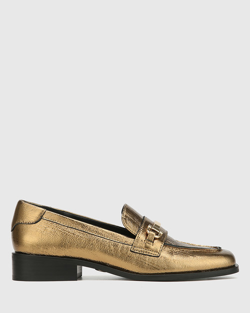 Cruz Gold Metallic Leather Loafer & Wittner & Wittner Shoes