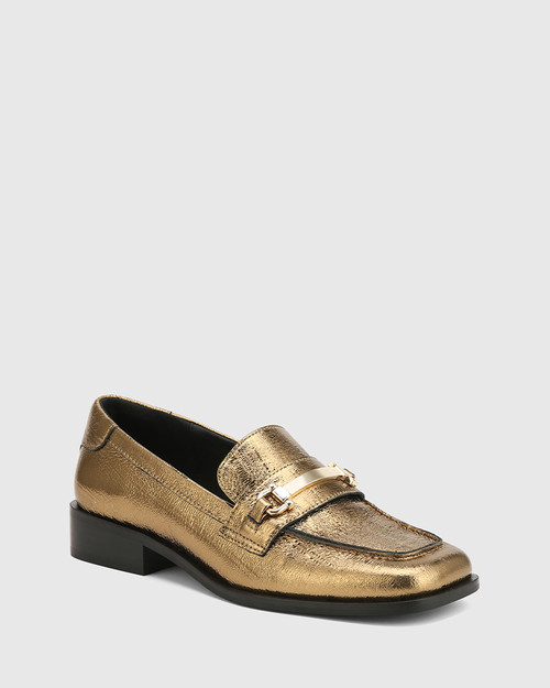 Cruz Gold Metallic Leather Loafer & Wittner & Wittner Shoes