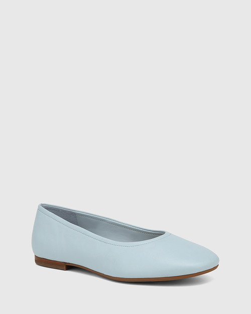 Angelic Placid Blue Leather Ballet Flat & Wittner & Wittner Shoes