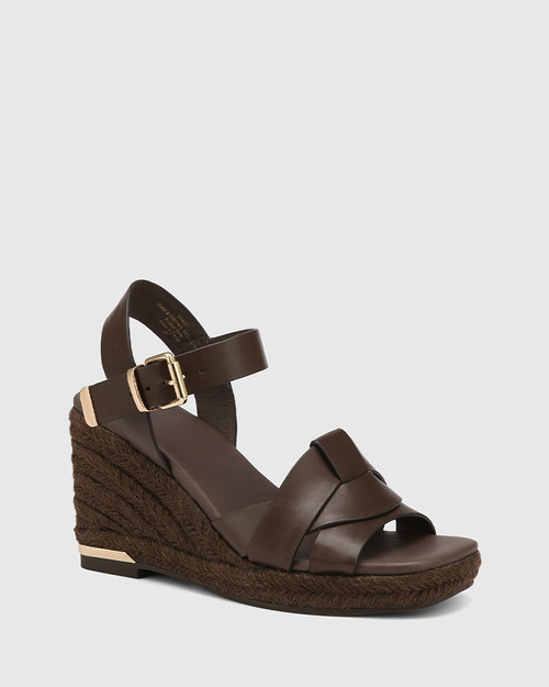 Tarot Espresso Leather Espadrille Wedge & Wittner & Wittner Shoes