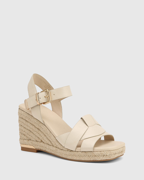 Tarot Vintage Ivory Leather Espadrille Wedge & Wittner & Wittner Shoes