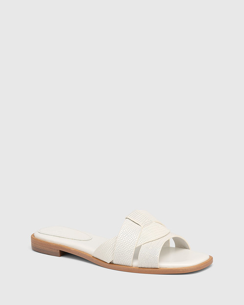 Docker White Embossed Leather Slide & Wittner & Wittner Shoes