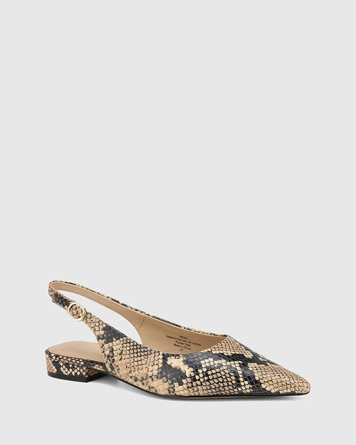 Mera Black Multi Snake Embossed Leather Slingback & Wittner & Wittner Shoes
