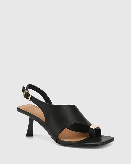 Isla Black Leather Asymmetrical Heel & Wittner & Wittner Shoes
