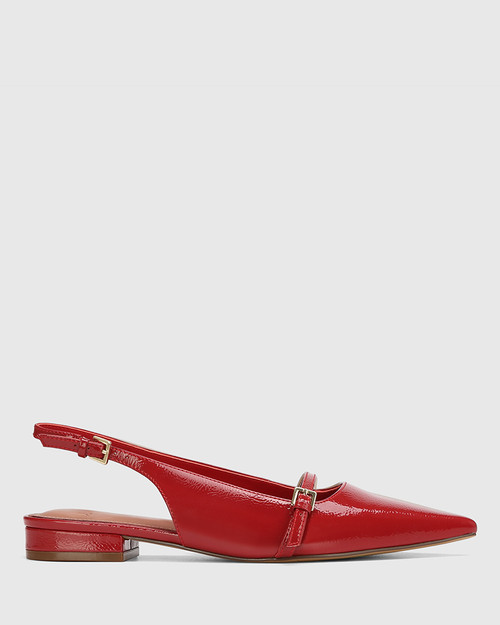 Maria Radiant Red Crinkle Patent Leather Slingback
