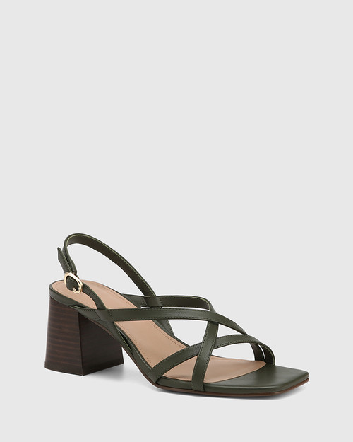 Lauri Olive Green Leather Strappy Heel & Wittner & Wittner Shoes