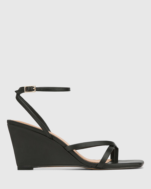 Nyla Black Leather Wedge & Wittner & Wittner Shoes