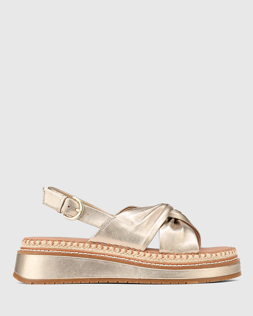 Destiny Champagne Metallic Leather Flatform & Wittner & Wittner Shoes