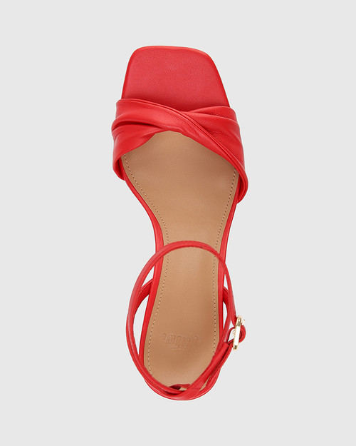 Martha Deep Red Leather Flared Heel & Wittner & Wittner Shoes