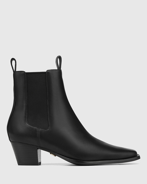 Ryde Black Leather Ankle Boot