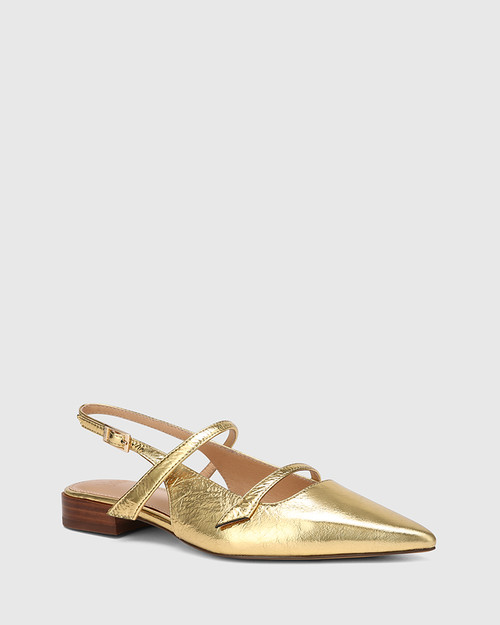 Maddy Gold Metallic Crease Leather Slingback & Wittner & Wittner Shoes