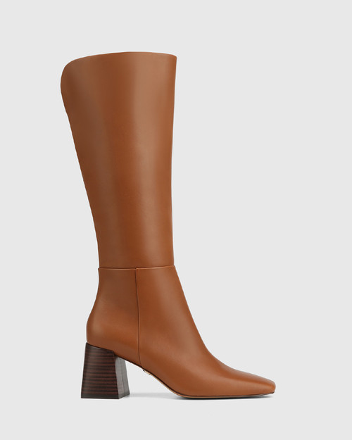 Nilo Havana Tan Leather Knee High Boot