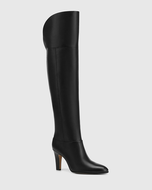 Riot Black Leather Over The Knee Boot & Wittner & Wittner Shoes