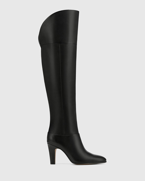 Riot Black Leather Over The Knee Boot & Wittner & Wittner Shoes