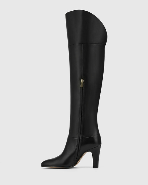Riot Black Leather Over The Knee Boot & Wittner & Wittner Shoes