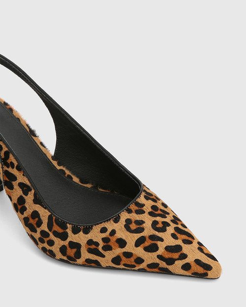 Leia Sand Leopard Print Leather Slingback & Wittner & Wittner Shoes