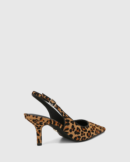 Leia Sand Leopard Print Leather Slingback & Wittner & Wittner Shoes