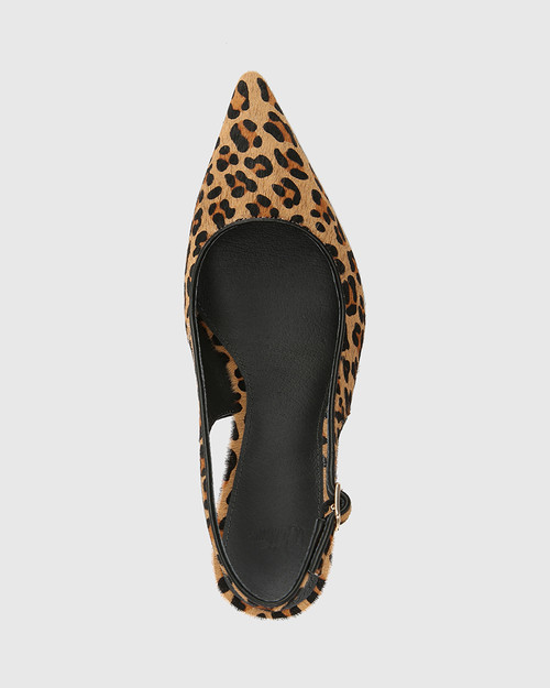 Leia Sand Leopard Print Leather Slingback & Wittner & Wittner Shoes