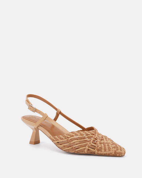 Net Tan Leather Weave Slingback & Wittner & Wittner Shoes