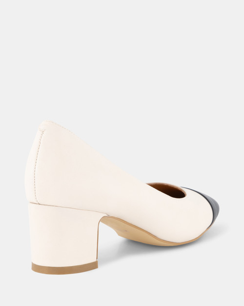 Mavis Bone and Black Leather Pump & Wittner & Wittner Shoes