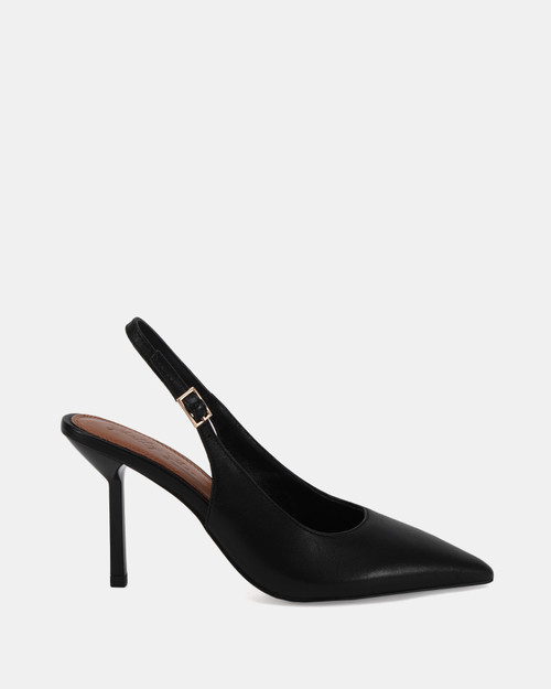 Nadia Black Leather Slingback