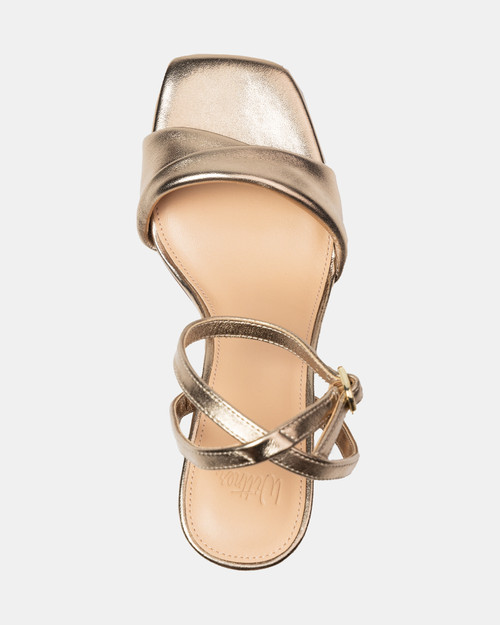 Martina Champagne Metallic Leather Flared Heel & Wittner & Wittner Shoes