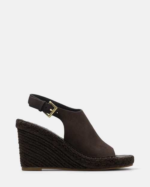 Xandria Espresso Leather Espadrille Wedge
