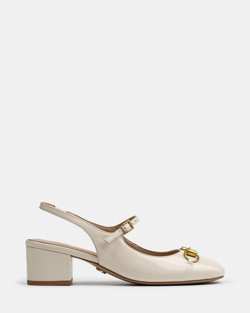 Nora Vintage Ivory Patent Leather Slingback 