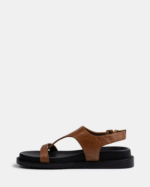 Anina Dark Cognac Leather Footbed Sandal & Wittner & Wittner Shoes