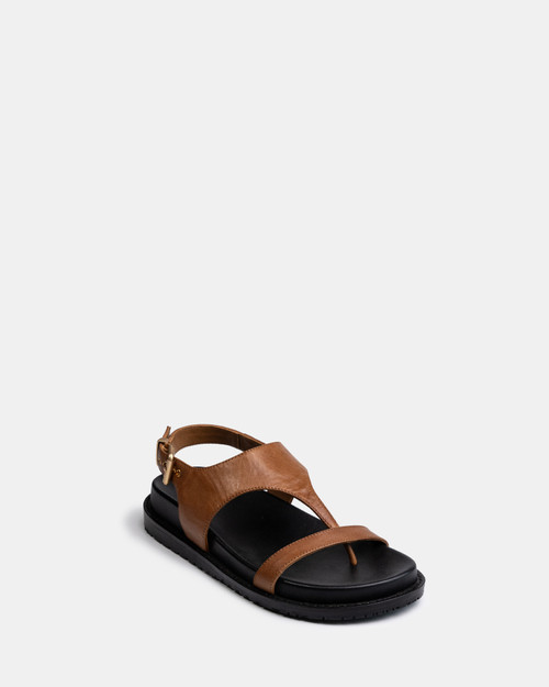 Anina Dark Cognac Leather Footbed Sandal & Wittner & Wittner Shoes