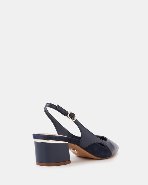 Gisela Dark Navy Leather Slingback & Wittner & Wittner Shoes