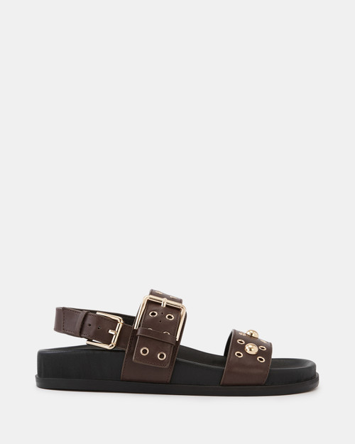 Fifi Espresso Suede Leather Flatform Sandal