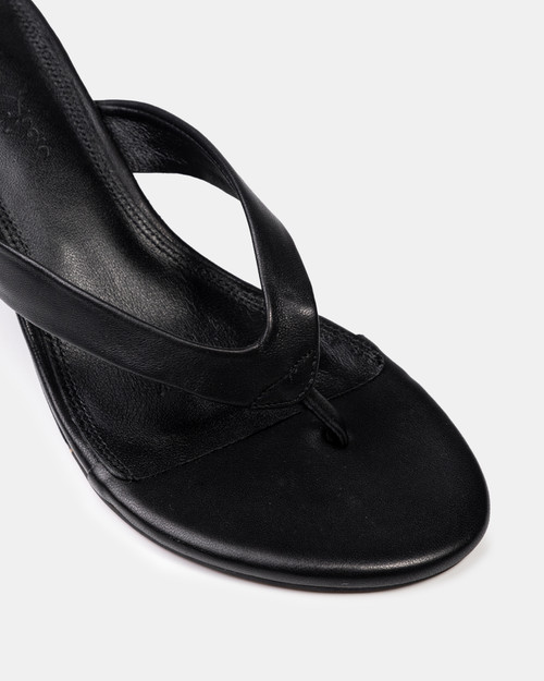 Wanda Black Leather Wedge Thong & Wittner & Wittner Shoes