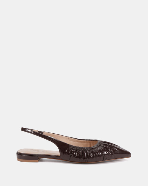 Levern Espresso Patent Leather Slingback & Wittner & Wittner Shoes