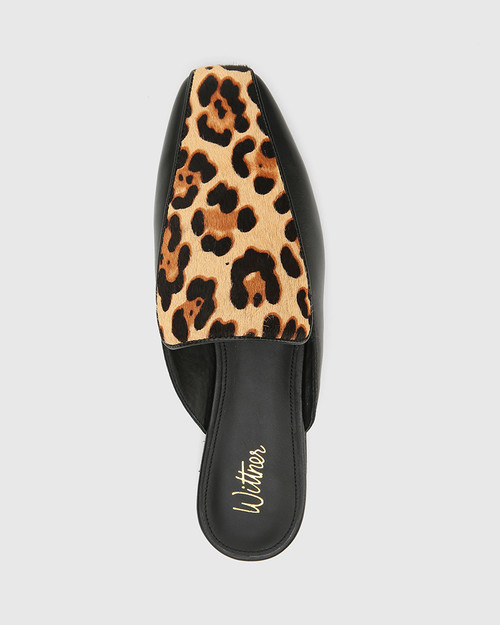 leopard print mule slides