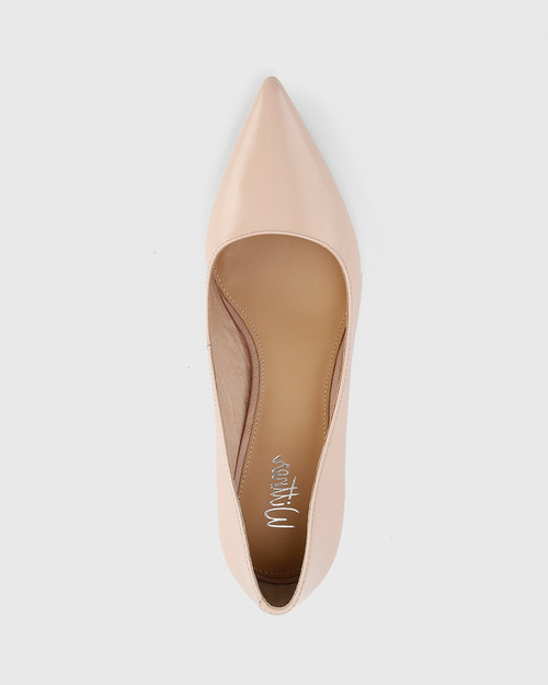 Dalena Pink Patent Pointed Toe Block Mid Heel. & Wittner & Wittner Shoes