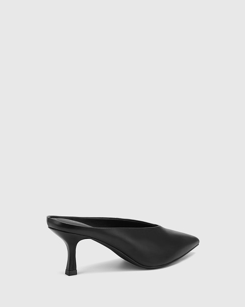 Devlin Black Leather Stiletto Heel 
