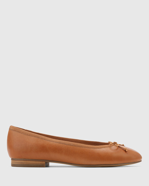 Tan leather flats womens shoes Clearance