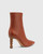 Hanalee Auburn & Buttercream Leather Sculptured Heel Ankle Boot. 