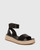 Larin Black Leather Ankle Strap Flatform Espadrille. 