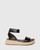 Larin Black Leather Ankle Strap Flatform Espadrille. 